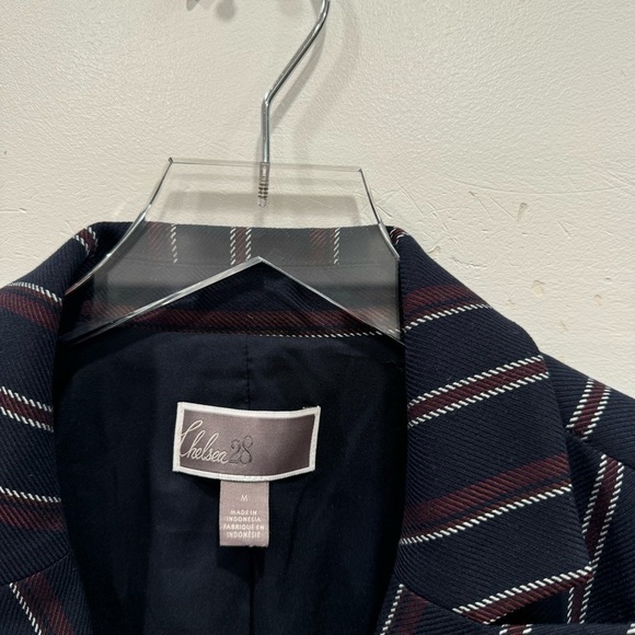 Chelsea28 One Button Stripe Blazer Jacket Medium Navy Blue - Picture 5 of 6